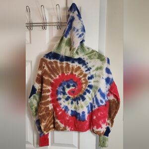 FCT Made With Love Womens Hooded Sweater sz S tie die Long Sleeve Round Neck
